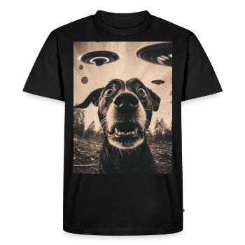 Alien UFO Drôle Chien Meme Selfie - T-shirt Premium bio Homme - noir - Devant - Nico (187cm)