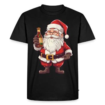 Père Noël bouteille rhum alcool liqueur Cheers - T-shirt Premium bio Homme - noir - Devant - Nico (187cm)