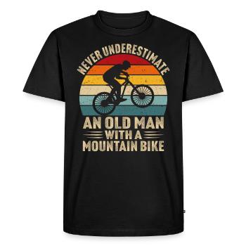Old Man With A Mountain Bike - Men's Premium Organic T-Shirt - black - Front - Nico (187cm)