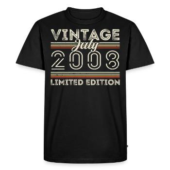 Juillet 2008 Juillet Cadeau d’anniversaire Juillet 2008 - T-shirt Premium bio Homme - noir - Devant - Nico (187cm)