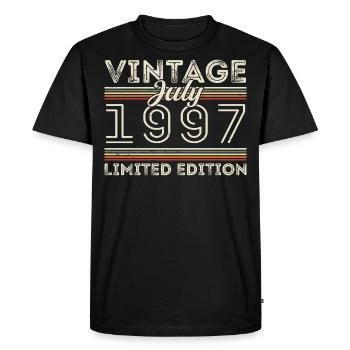 Juillet 1997 Juillet Cadeau d’anniversaire Juillet 1997 - T-shirt Premium bio Homme - noir - Devant - Nico (187cm)