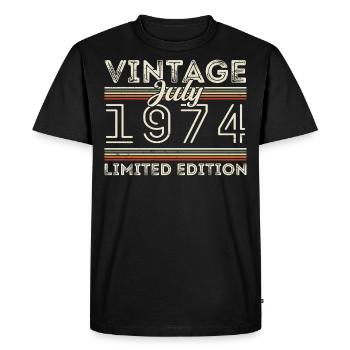 Juillet 1974 Juillet Cadeau d’anniversaire Juillet 1974 - T-shirt Premium bio Homme - noir - Devant - Nico (187cm)