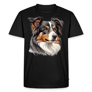 Australian Shepherd Head - Men's Premium Organic T-Shirt - black - Front - Nico (187cm)
