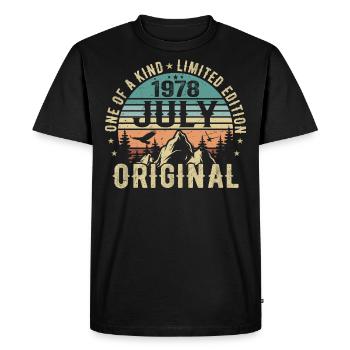 Anniversaire de juillet 1978 Cadeau d'anniversaire de juillet 1978 - T-shirt Premium bio Homme - noir - Devant - Nico (187cm)