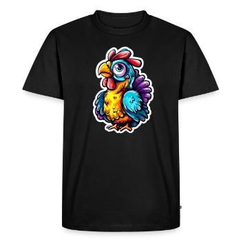 Colorful Chicken - Men's Premium Organic T-Shirt - black - Front - Nico (187cm)
