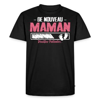Femme Maman Cadeau Nouvelle Naissance Future - T-shirt Premium bio Homme - noir - Devant - Nico (187cm)