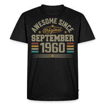 Cadeau Septembre 1960 Construit en Septembre 1960 - T-shirt Premium bio Homme - noir - Devant - Nico (187cm)