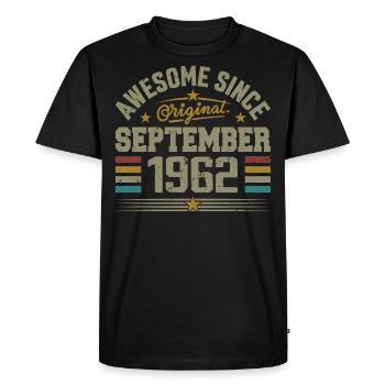 Cadeau Septembre 1962 Construit en Septembre 1962 - T-shirt Premium bio Homme - noir - Devant - Nico (187cm)