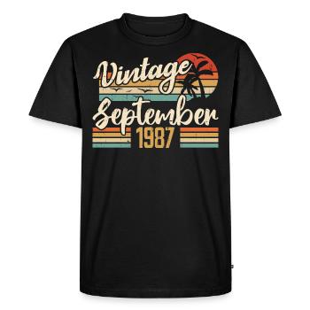September 1987 Anniversary Gift September 1987 - Men's Premium Organic T-Shirt - black - Front - Nico (187cm)