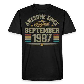 September 1987 Gift Built September 1987 - Men's Premium Organic T-Shirt - black - Front - Nico (187cm)