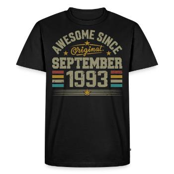 Cadeau Septembre 1993 Construit en Septembre 1993 - T-shirt Premium bio Homme - noir - Devant - Nico (187cm)