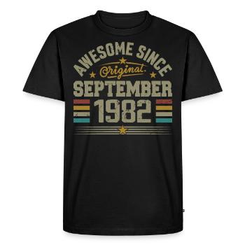 Cadeau Septembre 1982 Construit en Septembre 1982 - T-shirt Premium bio Homme - noir - Devant - Nico (187cm)