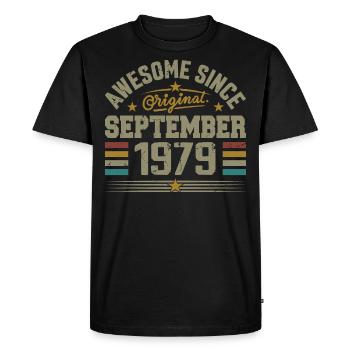 September 1979 Gift Built September 1979 - Men's Premium Organic T-Shirt - black - Front - Nico (187cm)