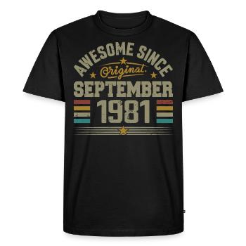 Cadeau Septembre 1981 Construit en Septembre 1981 - T-shirt Premium bio Homme - noir - Devant - Nico (187cm)