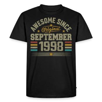 Cadeau Septembre 1998 Construit en Septembre 1998 - T-shirt Premium bio Homme - noir - Devant - Nico (187cm)