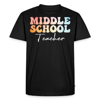 Middle School Teacher Groovy Back to School - Men's Premium Organic T-Shirt - black - Front - Nico (187cm)