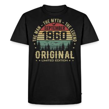 Anniversaire Original 1960 - Cadeau Septembre 1960 - T-shirt Premium bio Homme - noir - Devant - Nico (187cm)