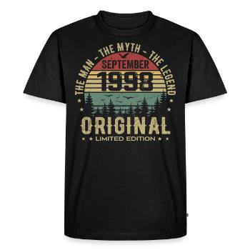 Anniversaire Original 1998 - Cadeau Septembre 1998 - T-shirt Premium bio Homme - noir - Devant - Nico (187cm)