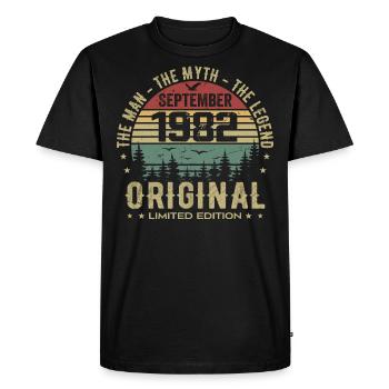 Original Birthday 1982 - September 1982 Gift - Men's Premium Organic T-Shirt - black - Front - Nico (187cm)