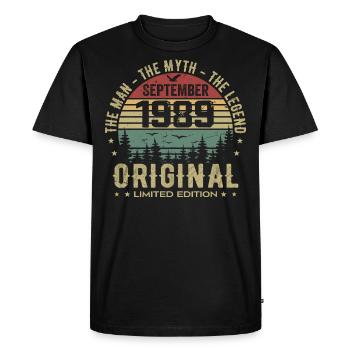 Original Birthday 1989 - September 1989 Gift - Men's Premium Organic T-Shirt - black - Front - Nico (187cm)
