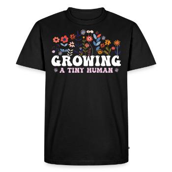 Growing A Tiny Human Boho Flower Floral Pregnant - Men's Premium Organic T-Shirt - black - Front - Nico (187cm)