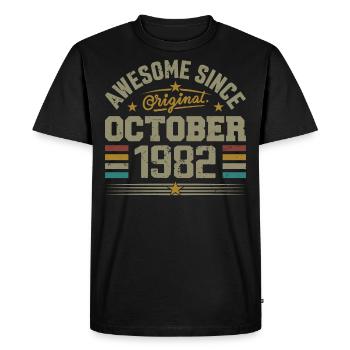 Born in October 1982 | Birthday October 1982 - Men's Premium Organic T-Shirt - black - Front - Nico (187cm)