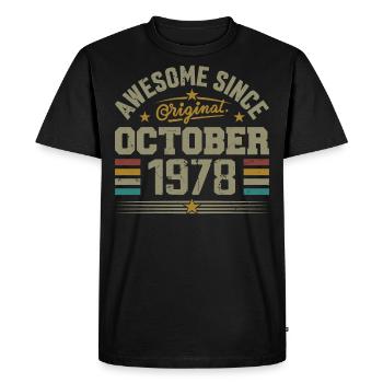 Né en Octobre 1978 | Anniversaire Octobre 1978 - T-shirt Premium bio Homme - noir - Devant - Nico (187cm)