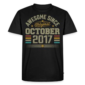 Né en Octobre 2017 | Anniversaire Octobre 2017 - T-shirt Premium bio Homme - noir - Devant - Nico (187cm)