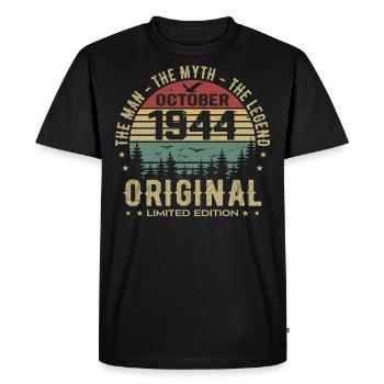 Man Birthday Gift 1944 October 1944 - Men's Premium Organic T-Shirt - black - Front - Nico (187cm)