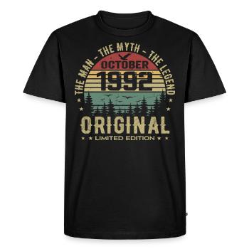 Men's Birthday Gift 1992 October 1992 - Men's Premium Organic T-Shirt - black - Front - Nico (187cm)