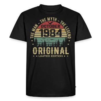 Homme Cadeau D'anniversaire 1984 Octobre 1984 - T-shirt Premium bio Homme - noir - Devant - Nico (187cm)