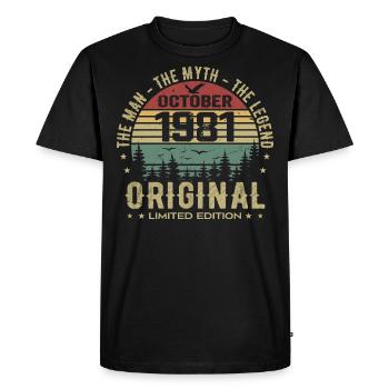 Homme Cadeau D'anniversaire 1981 Octobre 1981 - T-shirt Premium bio Homme - noir - Devant - Nico (187cm)