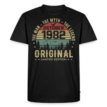 Men's Birthday Gift 1982 October 1982 - Men's Premium Organic T-Shirt - black - Front - Nico (187cm)