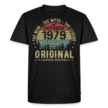 Man Birthday Gift 1979 October 1979 - Men's Premium Organic T-Shirt - black - Front - Nico (187cm)