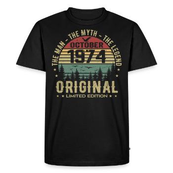 Man Birthday Gift 1974 October 1974 - Men's Premium Organic T-Shirt - black - Front - Nico (187cm)