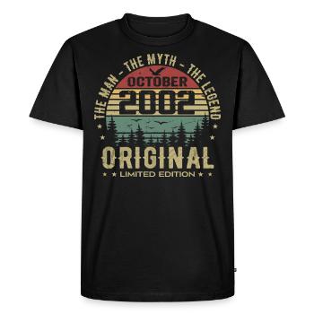 Man Birthday Gift 2002 October 2002 - Men's Premium Organic T-Shirt - black - Front - Nico (187cm)