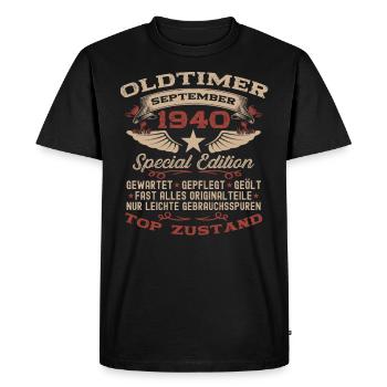 84ème Anniversaire Septembre Millésime 1940 - T-shirt Premium bio Homme - noir - Devant - Nico (187cm)