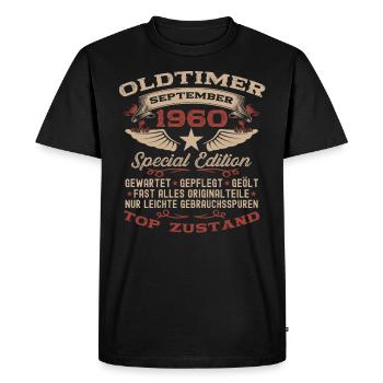 65ème Anniversaire Voiture Classique Septembre 1960 Millésime 60 - T-shirt Premium bio Homme - noir - Devant - Nico (187cm)