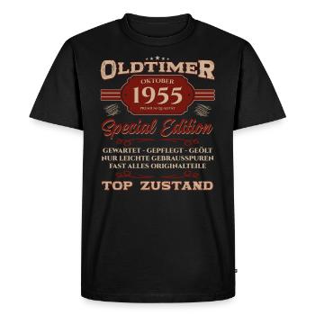 70e anniversaire Voiture classique Octobre 1955 Année 55 - T-shirt Premium bio Homme - noir - Devant - Nico (187cm)