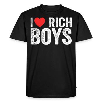 I Love Rich Boys Tees I Heart Rich Boys Funny - Men's Premium Organic T-Shirt - black - Front - Nico (187cm)