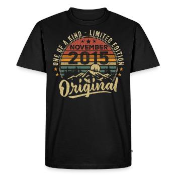 Millésime Novembre 2015 Cadeau Rétro Novembre 2015 - T-shirt Premium bio Homme - noir - Devant - Nico (187cm)