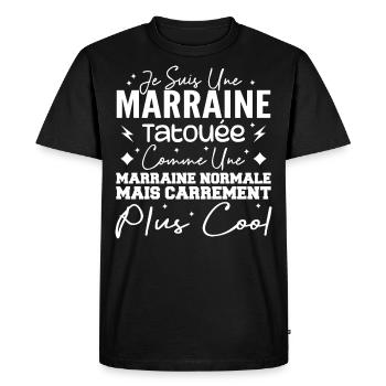 Marraine Tatouée Comme Une Marraine Normale - T-shirt Premium bio Homme - noir - Devant - Nico (187cm)