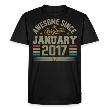 Rétro Cadeau D'anniversaire Nées En Janvier 2017 - T-shirt Premium bio Homme - noir - Devant - Nico (187cm)