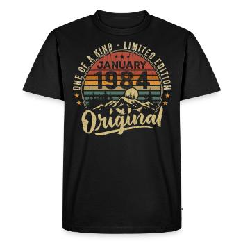 Janvier 1984 | Anniversaire Nées En Janvier 1984 - T-shirt Premium bio Homme - noir - Devant - Nico (187cm)