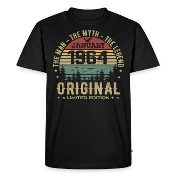 61 Year Old Birthday Gift, Born In January 1964 - Men's Premium Organic T-Shirt - black - Front - Nico (187cm)