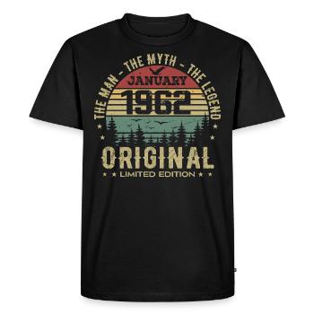 63 Year Old Birthday Gift, Born In January 1962 - Men's Premium Organic T-Shirt - black - Front - Nico (187cm)