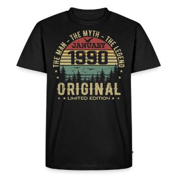Cadeau D'anniversaire 35 ans, Nées En Janvier 1990 - T-shirt Premium bio Homme - noir - Devant - Nico (187cm)