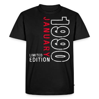 35e anniversaire Légendaire depuis janvier Né en 1990 - T-shirt Premium bio Homme - noir - Devant - Nico (187cm)