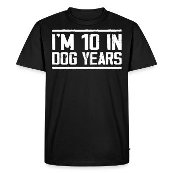 I'm 10 In Dog Years Tees | Funny 70th Birthday - T-shirt Premium bio Homme - noir - Devant - Nico (187cm)