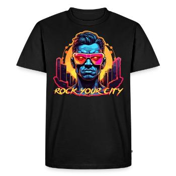 Faites vibrer votre ville - T-shirt Premium bio Homme - noir - Devant - Nico (187cm)